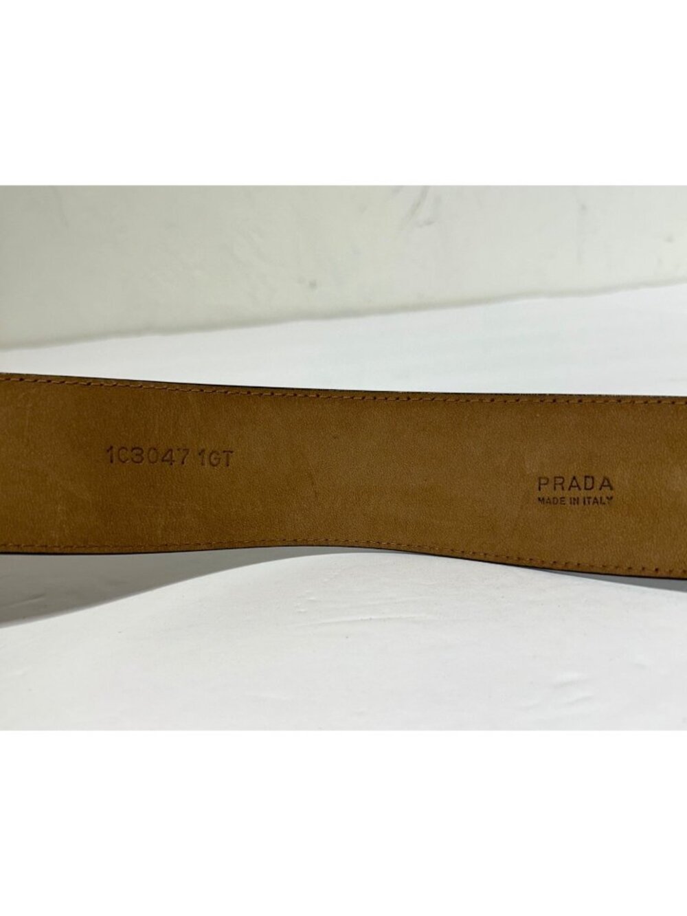 Prada Silver Mens Sz 38 Leather Belt With Black Embossed Buckle Made In Italy - Picture 6 of 11